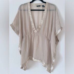 Large-New York & Company-Sheer Gold Dress Top, Dinner, Club, Casual, Holiday